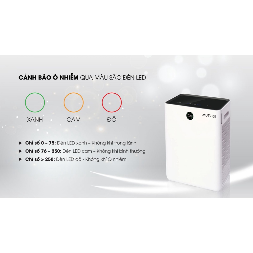 Máy lọc không khí Mutosi MAP-801H-UV Cảm Biến Thông Minh Bộ Lọc Plasma Vĩnh Cửu Lọc Bụi PM2.5