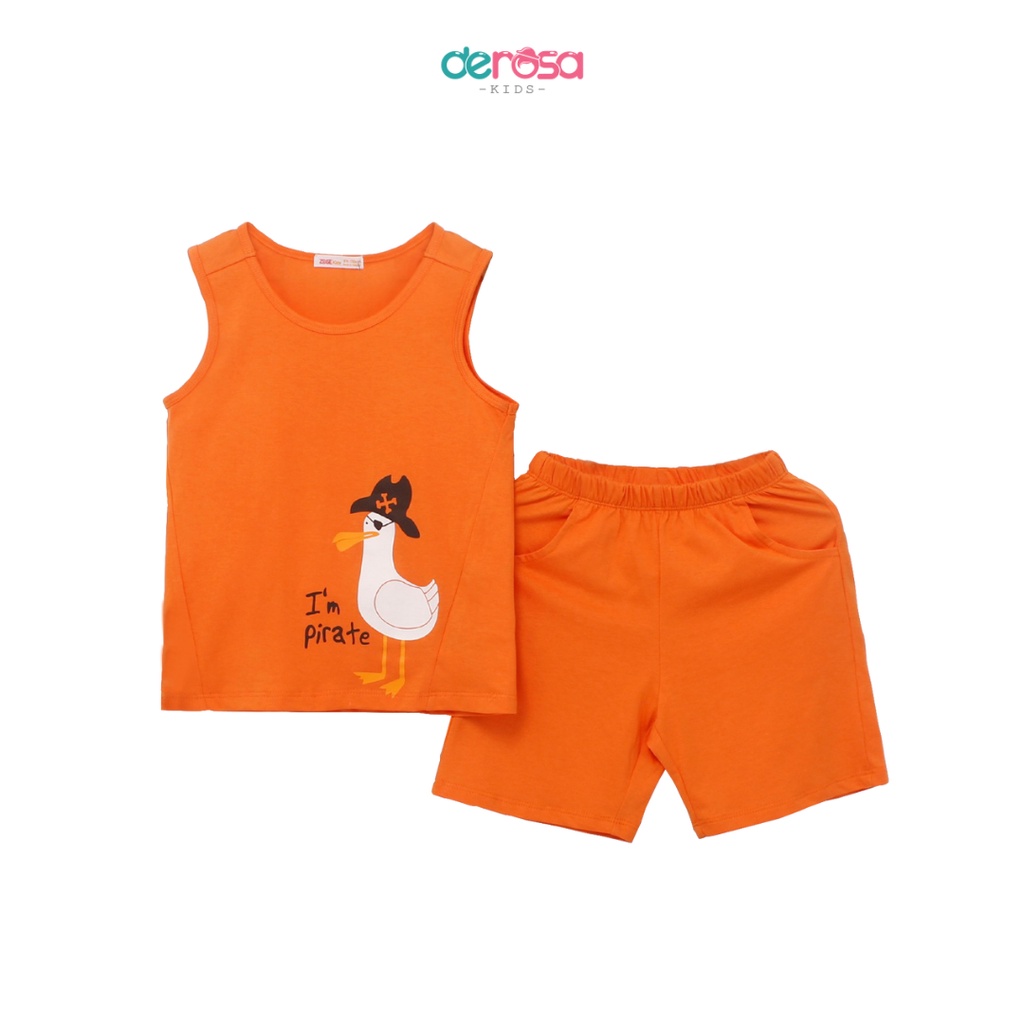 Bộ quần áo bé trai DEROSA KIDS đồ bộ ba lỗ cotton cho bé  | 2 - 6 tuổi |  ASKD049B