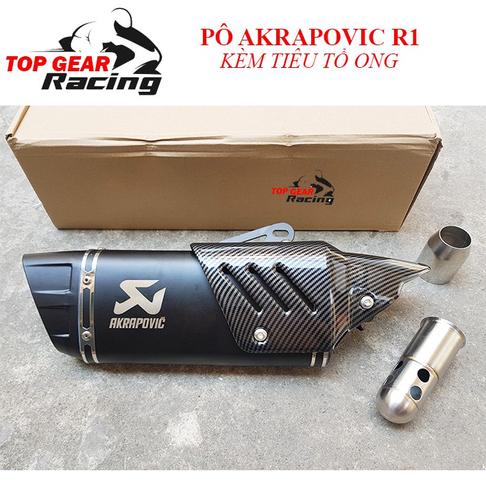 PÔ akrapovic R1 đen kèm Tiêu tổ ong &lt;TOPGEAR&gt;