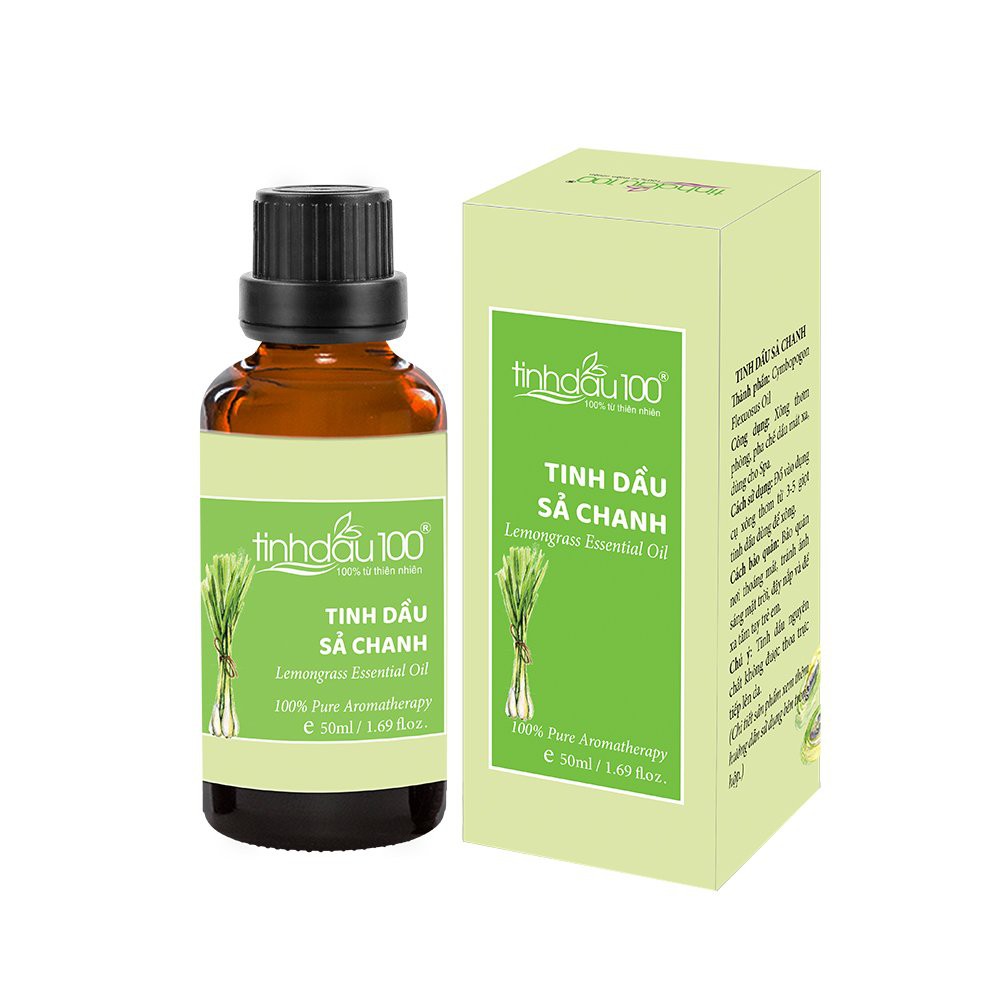 Tinh dầu sả chanh Tinh Dầu 100, nguyên chất 100% hương thơm thư giãn, đuổi muỗi chai 50ml