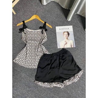 Bộ ngủ hai dây chất lụa satin size<62kg