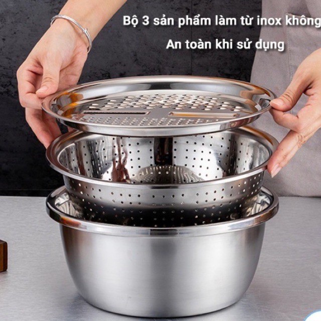 Bộ rổ nạo đa chức năng bằng inox