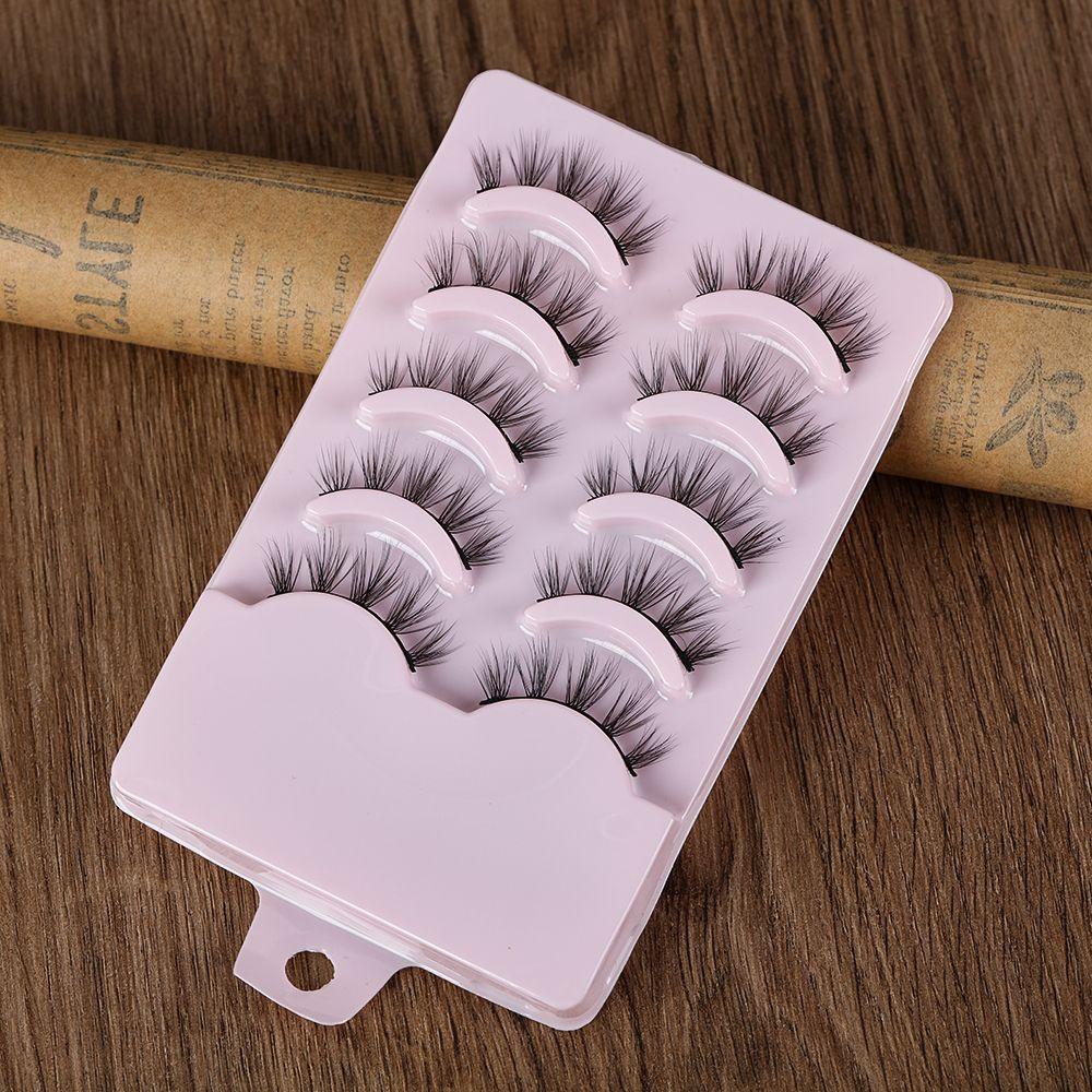 5 Cặp mi giả dạng chéo có thể tái sử dụng bằng lông chồn giả 3D thủ công mịn cong dài