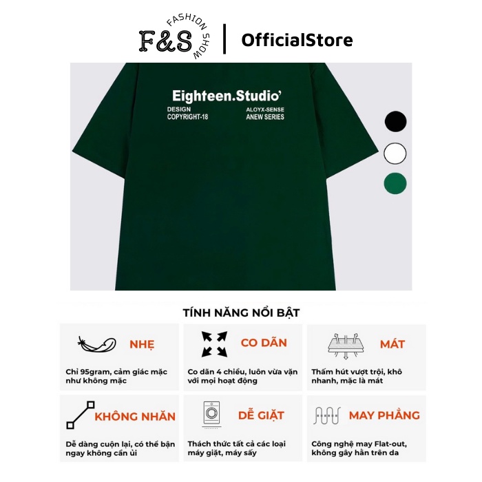 Áo thun tay lỡ unisex form rộng 18 EIGHTEEN. STUDIO - Áo phông F&S nam nữ, cặp đôi, hội nhóm phong cách hàn quốc