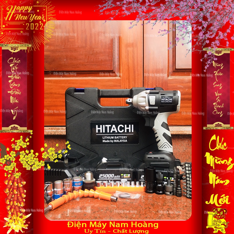 Máy Khoan Pin-Siết Bulong Hitachi 3 chức năng, lõi đồng không chổi than, Giá Rẻ - Bền - Đẹp - Khỏe, 10 cell, đầy đủ PK