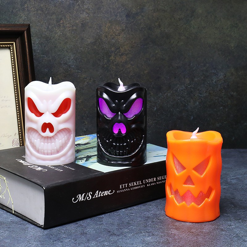 Đèn LED Nến Điện Tử Hình Đầu Lâu / Quả Bí Ngô Kinh Dị Trang Trí Nhà Cửa Dịp Halloween