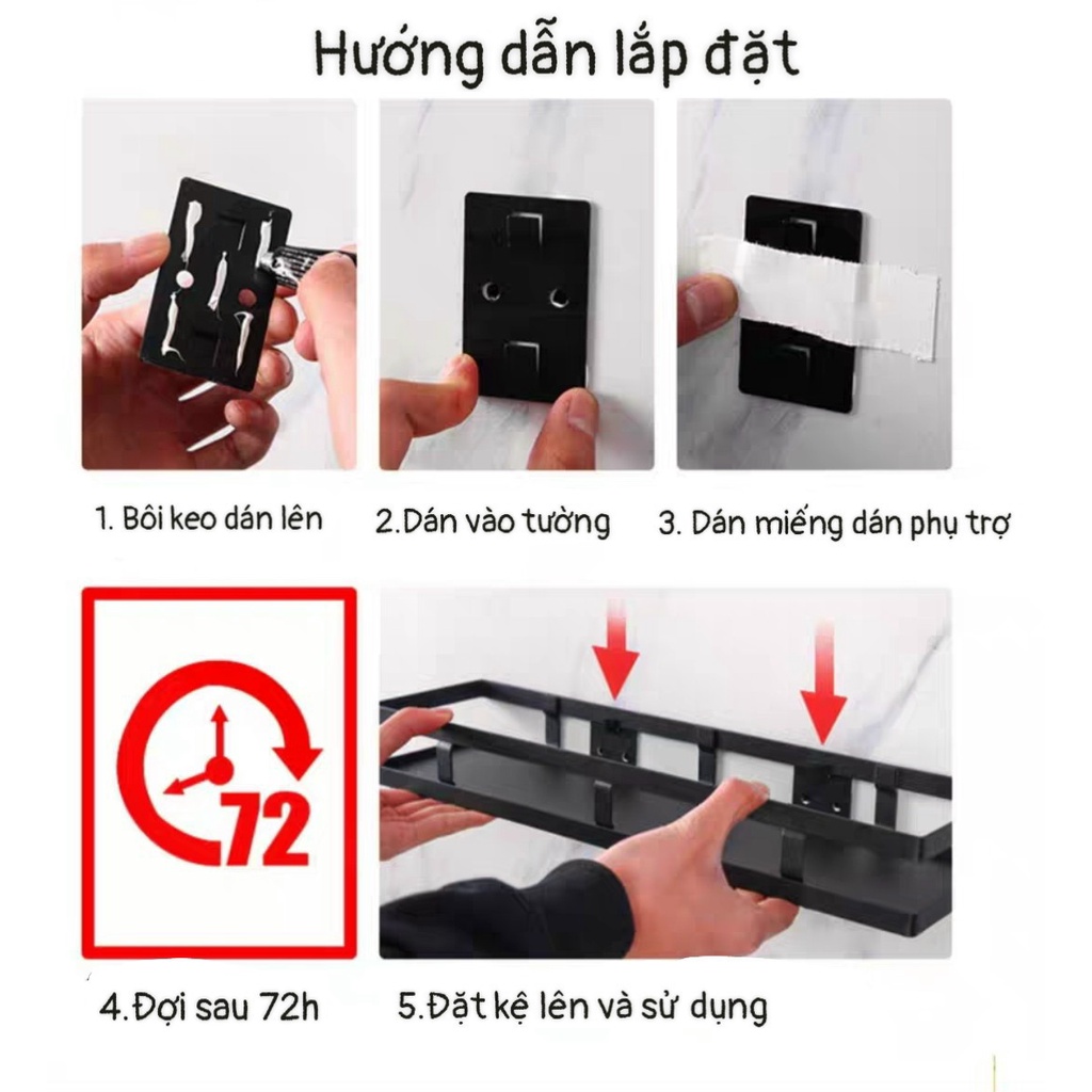 Kệ Thép Carbon Dán Tường Đựng Gia Vị Nhà Bếp TABIHOME, Giá Để Đồ Treo Tường Đa Năng Sơn Tĩnh Điện Không Gỉ