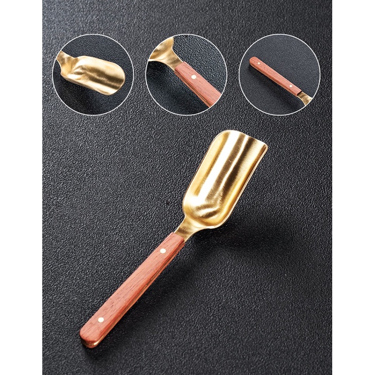Dụng Cụ, Thìa, Muỗng Xúc Trà Bằng Gỗ Lê Và Đồng AX1754