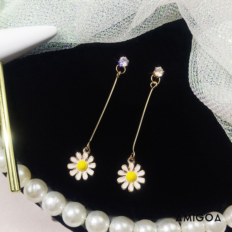 Khuyên Tai Hình Hoa Hướng Dương Đính Đá Xinh Xắn