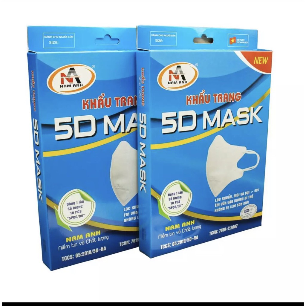 Hộp 10 cái khẩu trang em bé, trẻ em 5D Mask Kids (hàng Nam Anh Famapro ) - Màu trắng