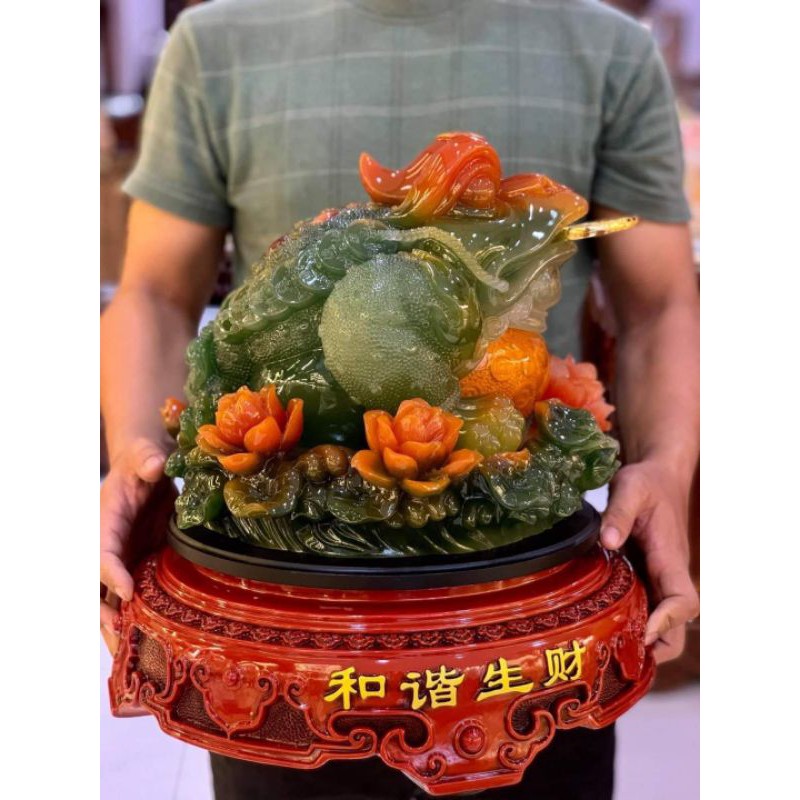Thiền thừ cóc ngậm tiền vàng . Xoay Phong Thủy . 28cm