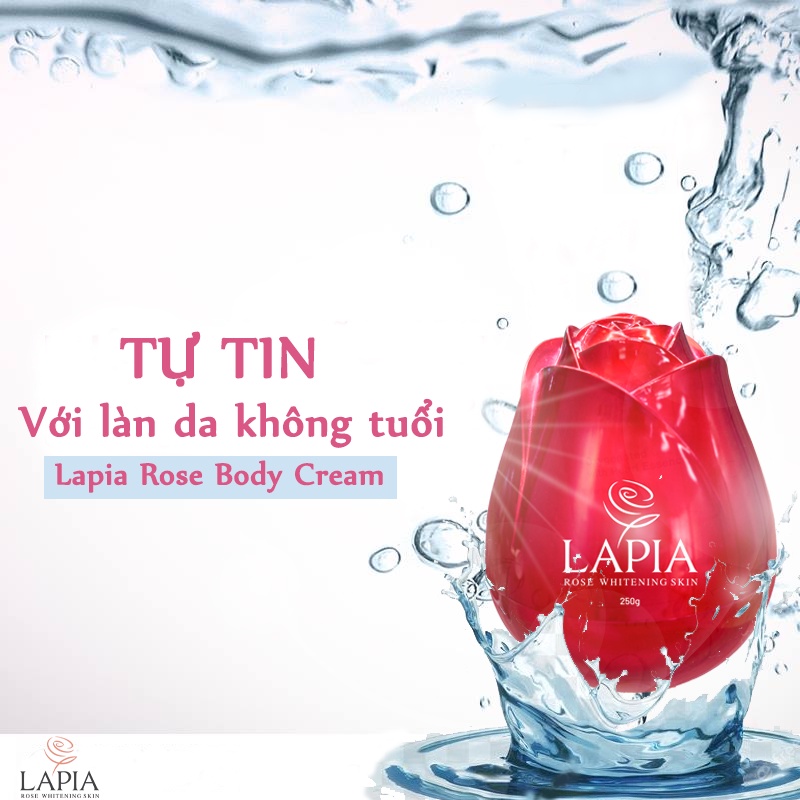 Lapia Rose Body Cream Cấp Ẩm Dưỡng Trắng, Giảm Nếp Nhăn, Tăng Sức Đàn Hồi Cho Da 250g Tặng Xà Bông Tinh Chất Hoa Hồng