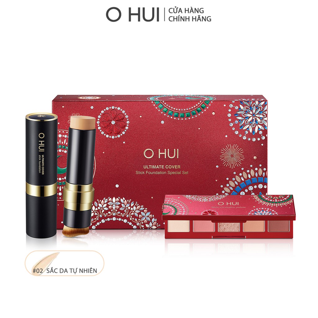Bộ Kem nền dạng thỏi siêu che phủ kiểm soát nhờn OHUI Ultimate Cover Stick Foudation và Bảng phấn mắt 5 màu | BigBuy360 - bigbuy360.vn
