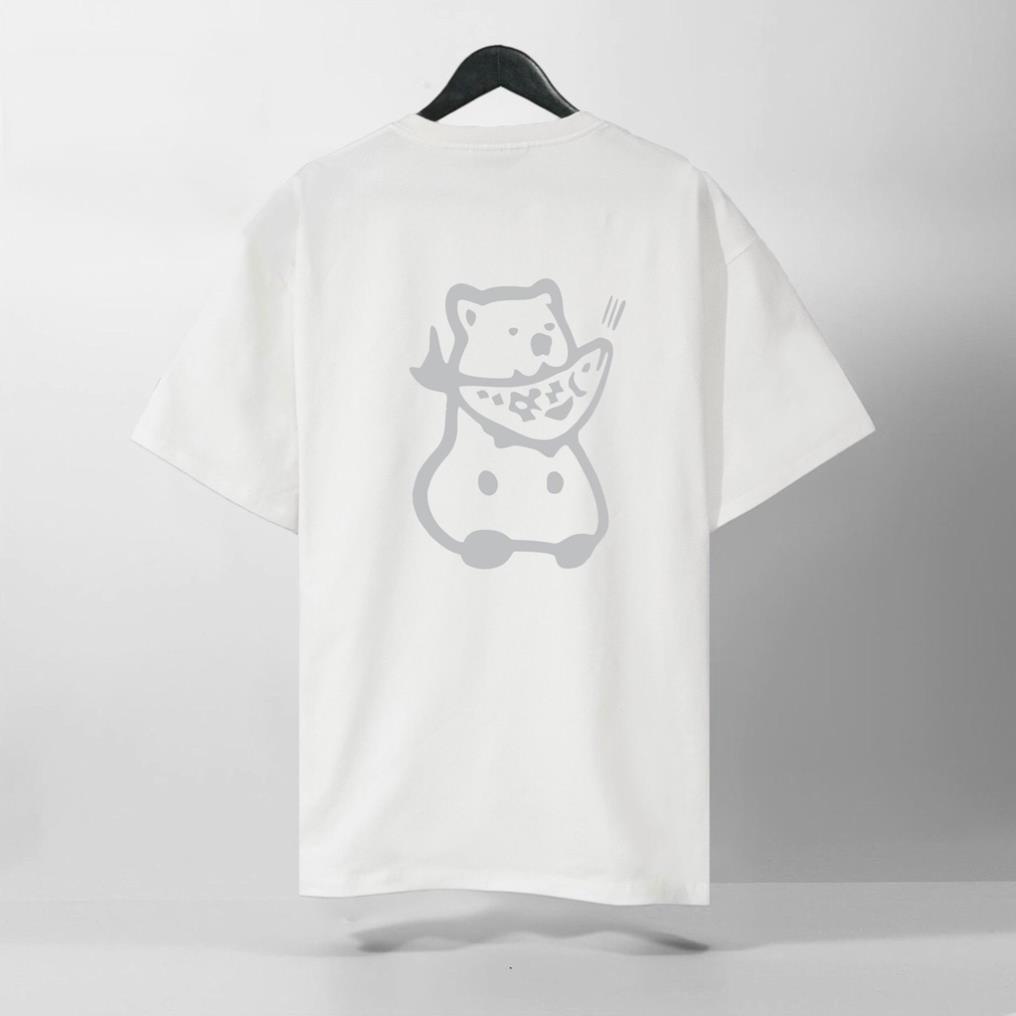 Áo Thun Tay Lỡ Gấu Cá Phản Quang, Form rộng oversize, áo phông unisex, chất liệu Cotton - KKIM Shop