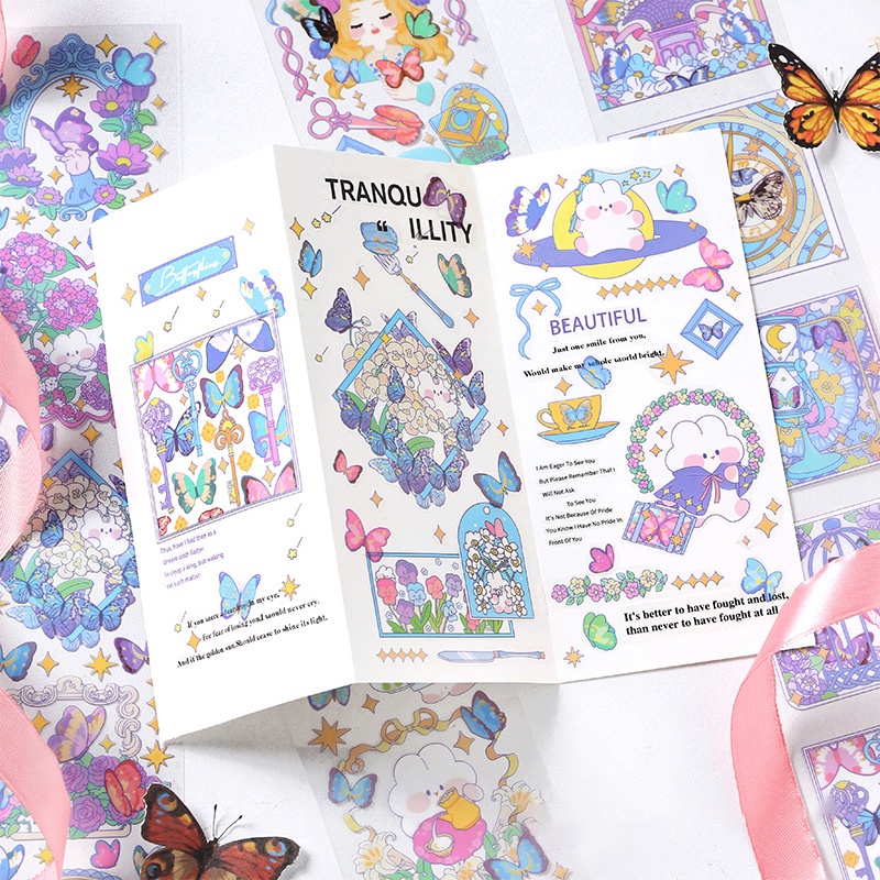 Sticker PET Dạng Miếng Masking Tape Moonlight Butterfly