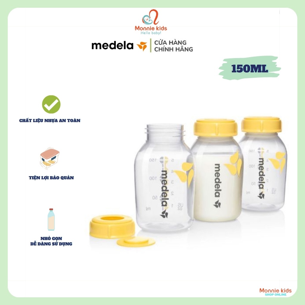 Bình trữ sữa cho mẹ Medela 150ml, bình chứa sữa cao cấp cho bé - Monnie Kids