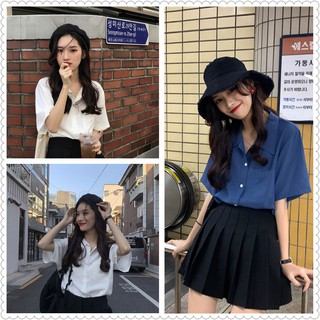 Áo Sơ Mi Tay Ngắn Phối Túi Thời Trang Cho Nữ