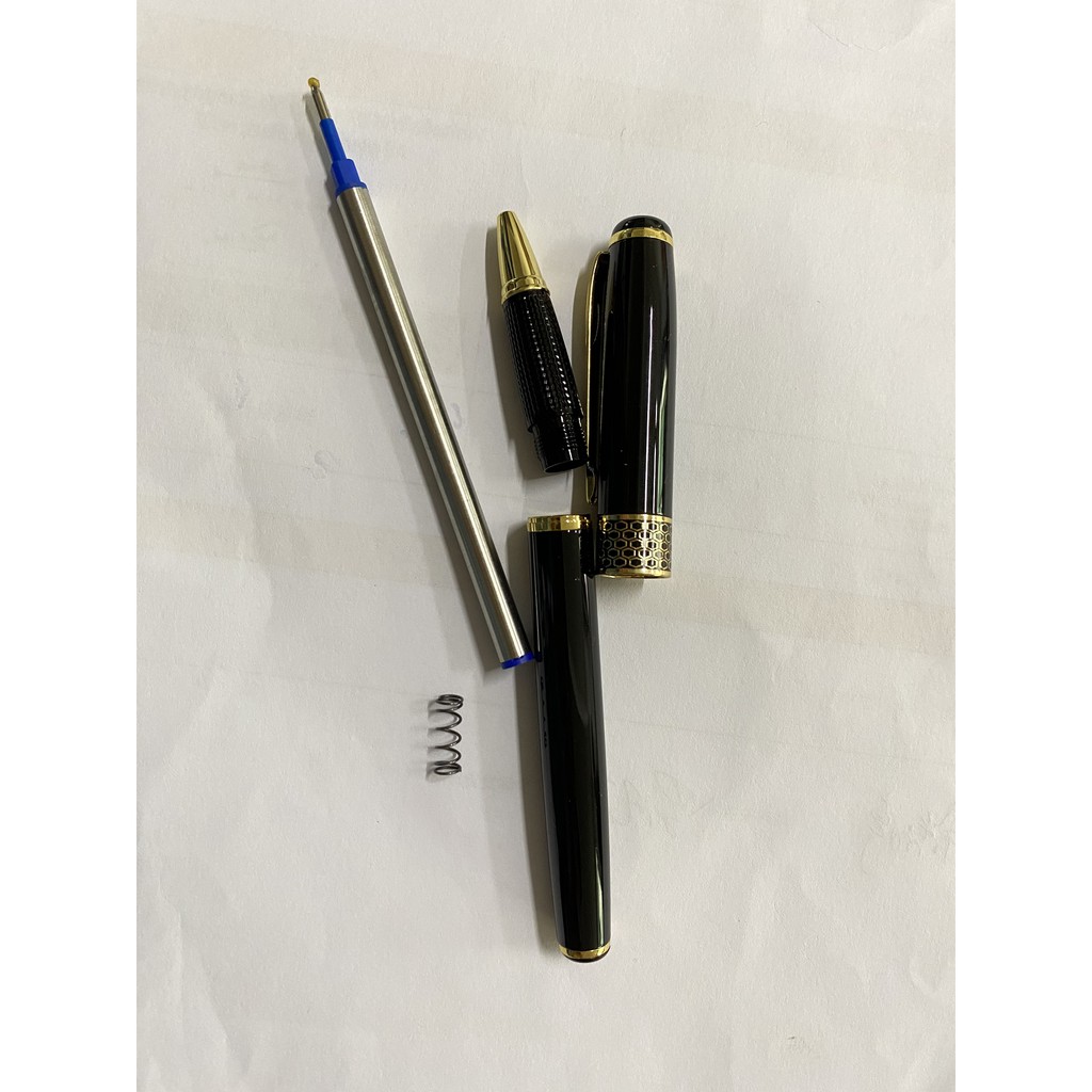 Hộp 50 chiếc Bút tổ ong màu đen ngòi  bi thân kim loại mực nước loại mở nắp dùng để viết hoặc ký giấy tờ.
