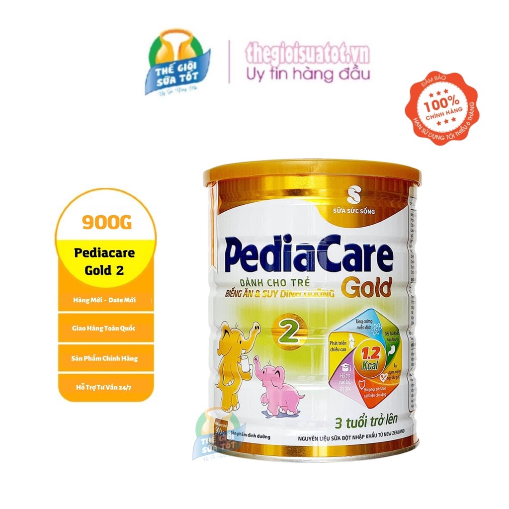 Sữa bột PediaCare Gold 2 [900g] - Sữa dinh dưỡng cao năng lượng cho trẻ