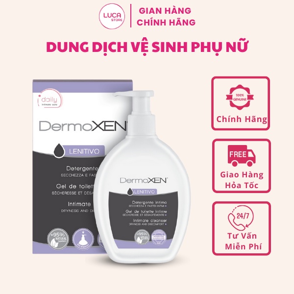 Dung dịch vệ sinh phụ nữ DermoXEN LENITIVO 200ml, nước vệ sinh phụ nữ giảm ngứa khô rát, dưỡng ẩm vùng kín - Luca Store