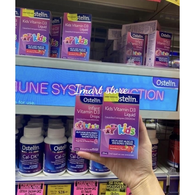 Vitamin D3 Ostelin, Siro Ostelin Infant 2,4ml Giúp Bé Hấp Thụ Canxi Hệ Miễn Dịch Khỏe Mạnh
