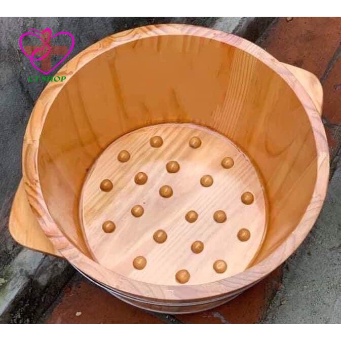 Chậu Gỗ Ngâm Chân Có Hạt Massage