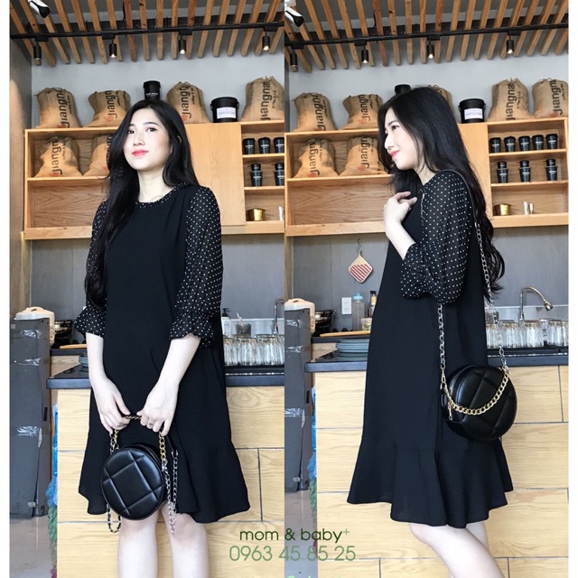 Váy bầu đẹp đã qua sd, size XL, mặc tới khi sinh, phù hợp với các mẹ bầu ngực dưới 110cm, cân nặng có thể tới 85kg. Váy