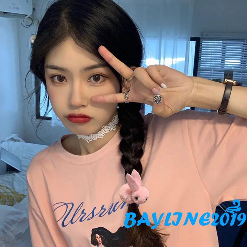 Kẹp tóc hình thỏ hoạt hình bằng lông nhung dễ thương cho bé gái