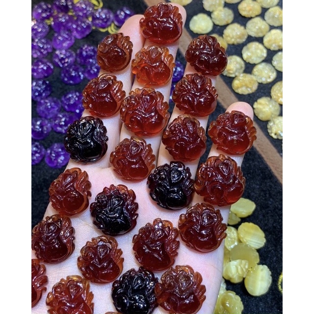 Mặt dây chuyền Hồ Ly ôm hoa dáng tròn các loại đá phong thủy