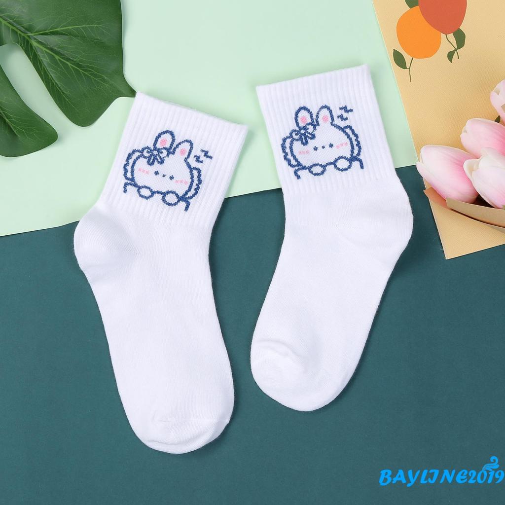 BAY-Vớ giữ ấm họa tiết thỏ hoạt hình dễ thương cho người lớn chạy bộ/thể thao