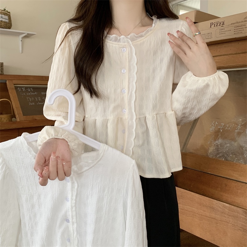 Áo Sơ Mi Tay Dài Màu Trắng Thiết Kế Mới Thời Trang Mùa Thu Dành Cho Nữ