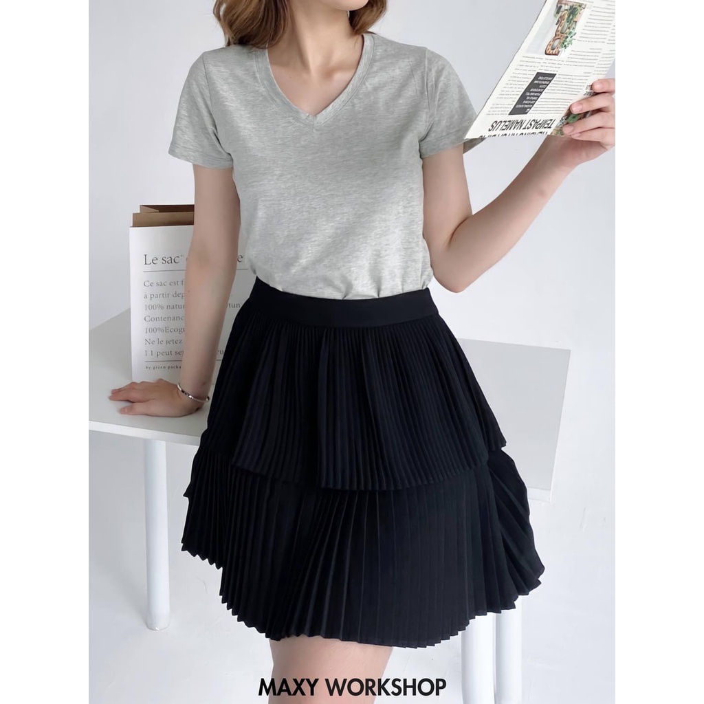 Áo thun cổ tim V neck basic tee Grey Maxy Workshop