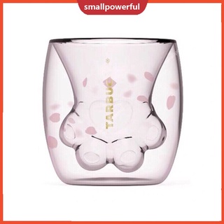 Cốc thiết kế kiểu chân mèo Starbucks từ thủy tinh 2 lớp dễ thương