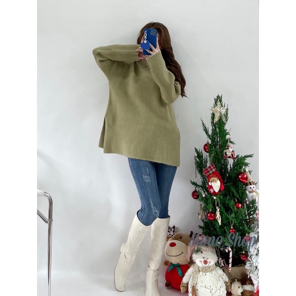 Áo len lông thỏ siêu mềm chất đẹp cổ tròn xẻ tà 2 bên Ảnh thật/ sẵn | BigBuy360 - bigbuy360.vn