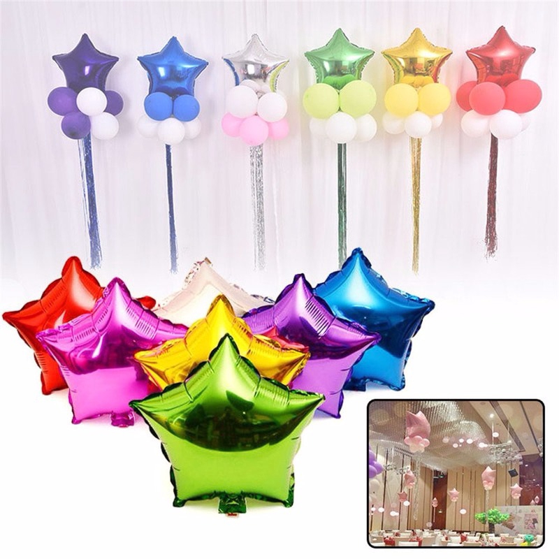 Set 10 bóng bay hình ngôi sao 5 inch nhiều màu sắc đẹp mắt dùng trang trí tiệc