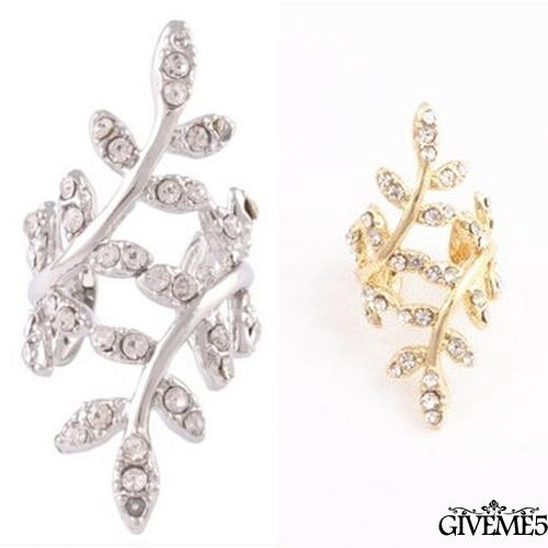 Khuyên tai kẹp đính đá hình lá kiểu kẹp cho nữ