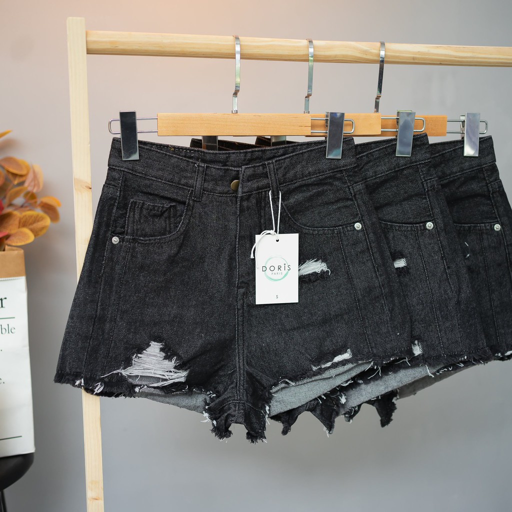Quần Short Jean Nữ Lưng Siêu Cao Rách Kiểu Cá Tính