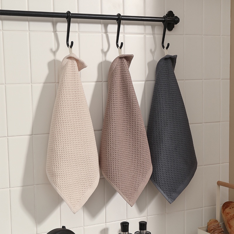 Khăn Lau Tay Hình Vuông Bằng Cotton Hút Nước Họa Tiết Tổ Ong Để Bàn