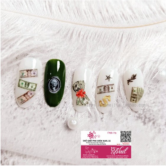 Nail Sticker Tiền Đô La USD - Hoa Văn Hình Tiền theo Phong cách châu Âu và Mỹ