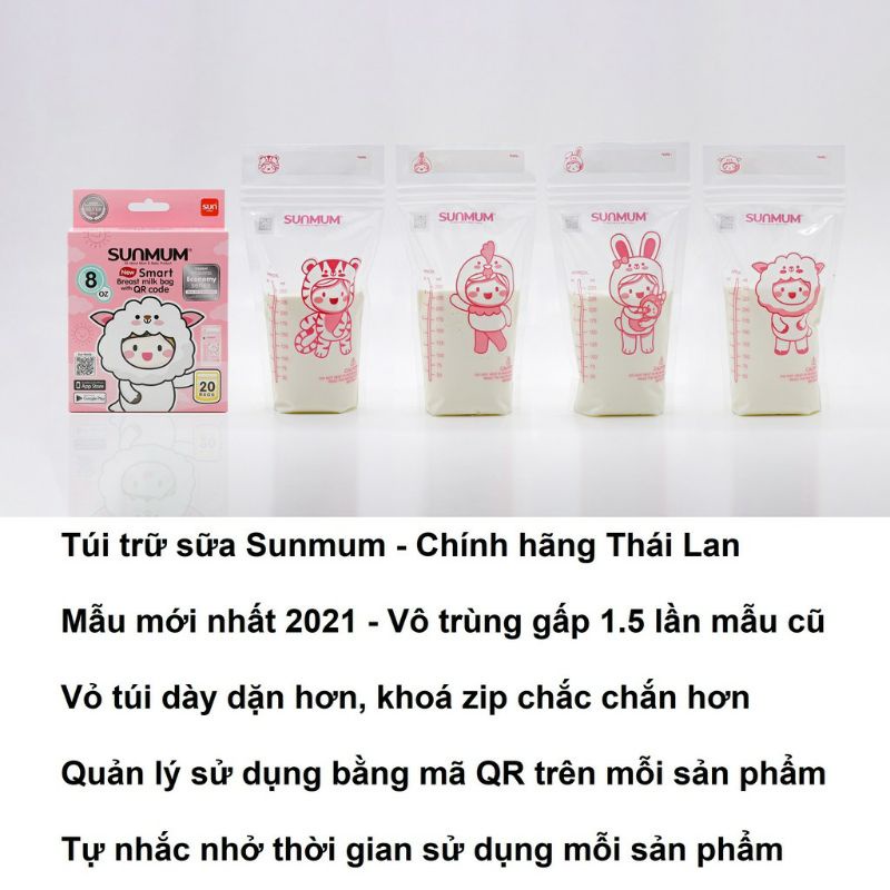 Túi trữ sữa Sunmum chính hãng an toàn tiện lợi với dung tích 250ml