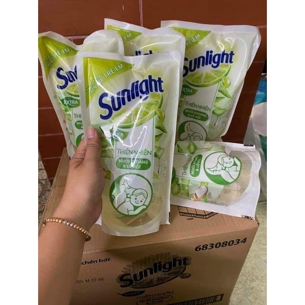 TÚI NƯỚC RỬA CHÉN BÁT SUNLIGHT 550g THIÊN NHIÊN MUỐI KHOÁNG