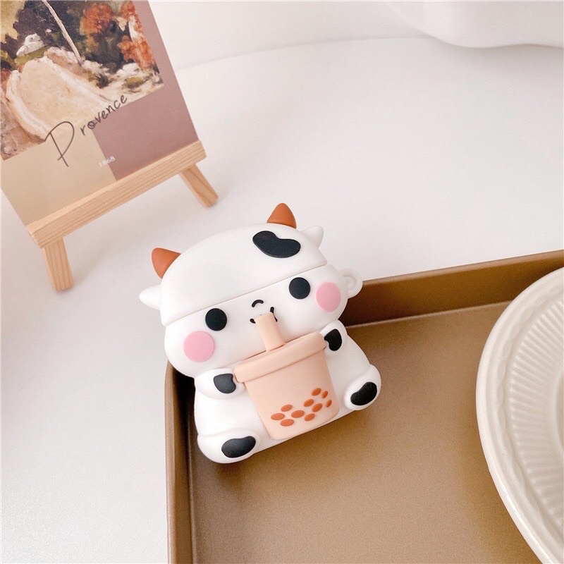 ☘️Tặng kèm dây đeo☘️Case Airpod 1 2 Pro Airpods 3 2021 - Vỏ bao bọc Bò sữa uống Trà sữa đựng tai nghe không dây airpods