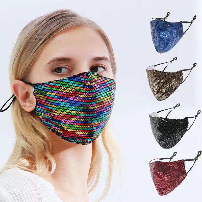 Khẩu Trang 2 Lớp Lọc PM2.5 Bằng Lụa Lạnh Đính Kim Sa Lấp Lánh Thoáng Khí Có Thể Điều Chỉnh Và Tái Sử Dụng