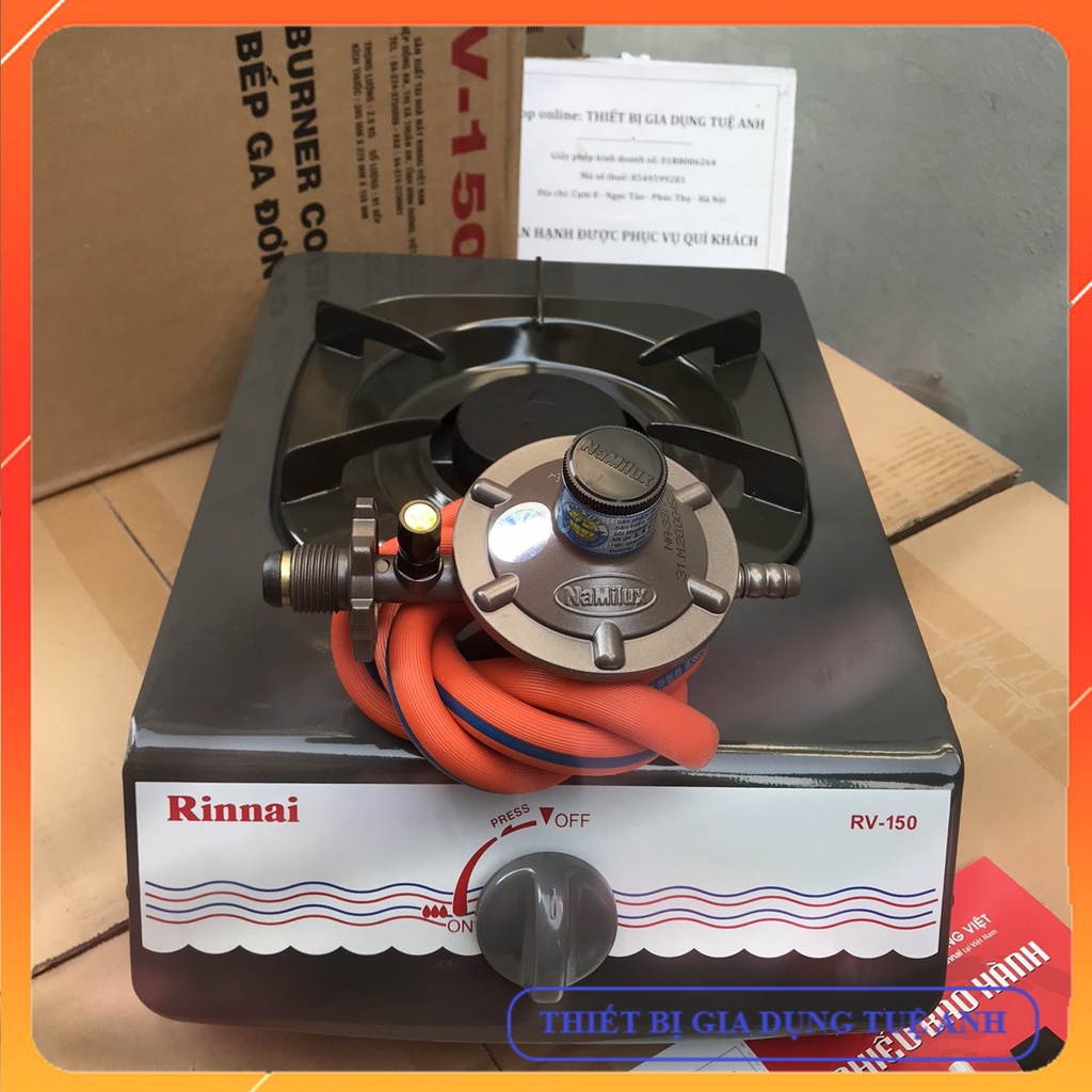 COMBO Bếp gas đơn Rinnai RV-150 (G) + Van gas Namilux 336S + Dây gas Hàn Quốc 3 lớp lõi thép (Loại 1) + 02 Đai xiết