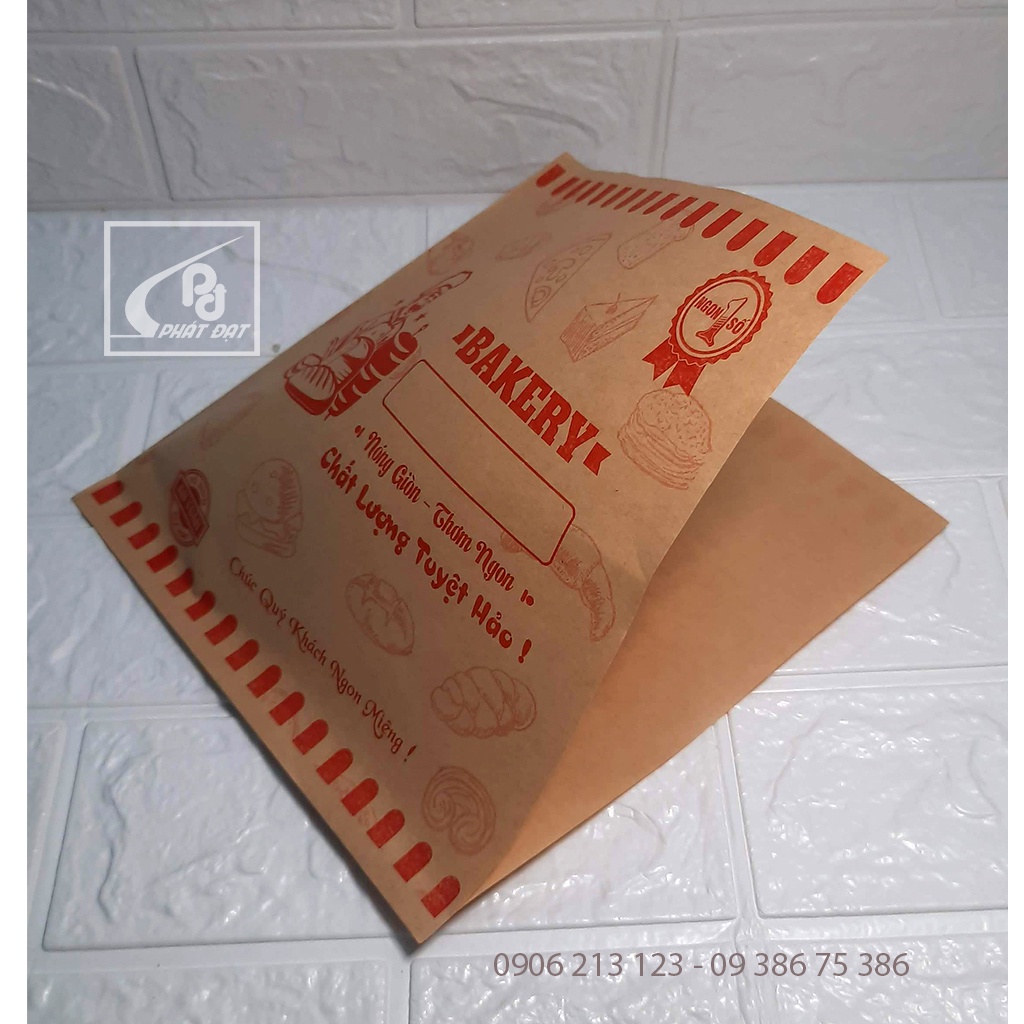 Túi giấy Kraft Bánh mì thổ nhĩ kì, Kebab, tam giác in sẵn 100 cái