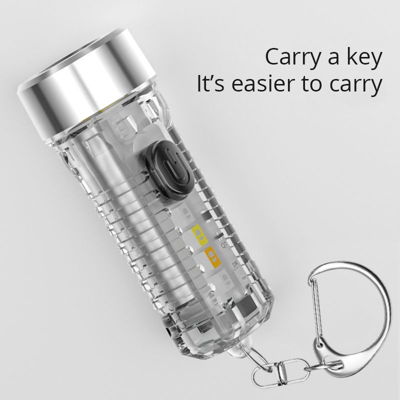 Móc Khóa Đèn Pin LED Mini 7 Chế Độ Sáng Đa Năng Có Thể Sạc Lại Bằng Cổng USB Dùng Khi Đi