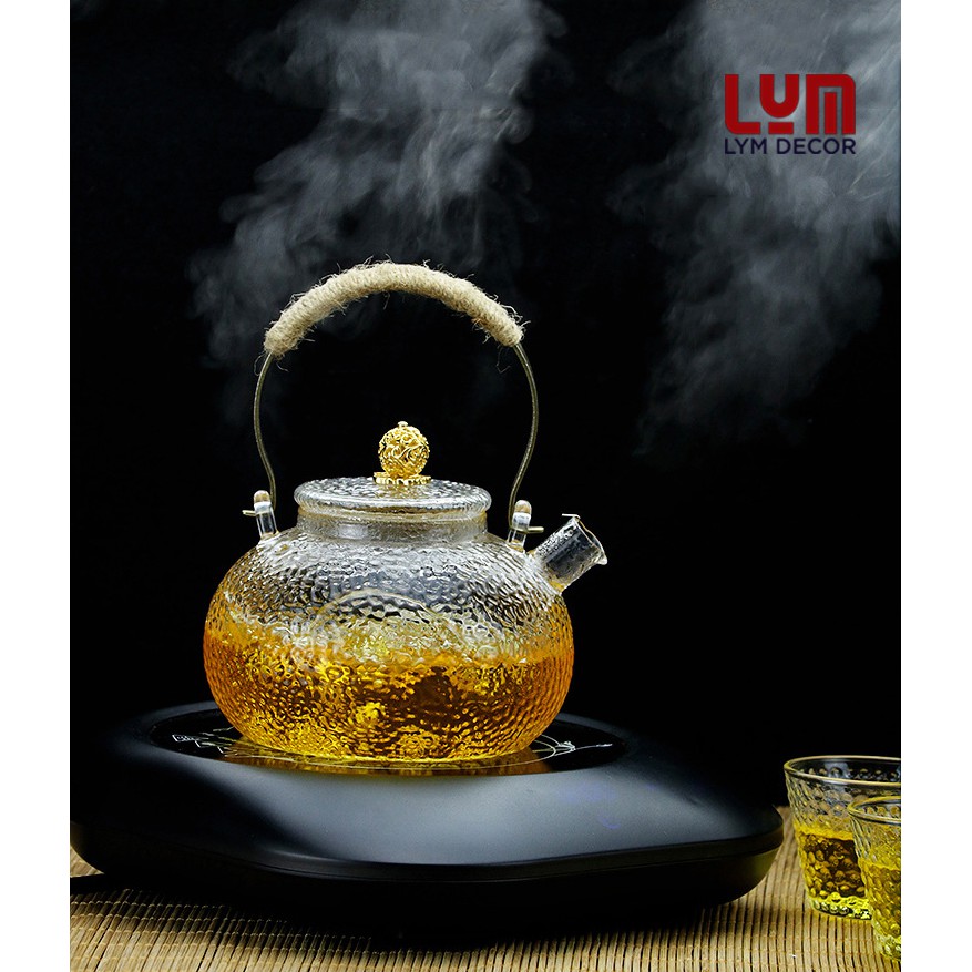 (SẴN) Bình , ấm trà thủy tinh chịu nhiệt không chì vân dập kiểu Nhật - Hàng xuất châu Âu