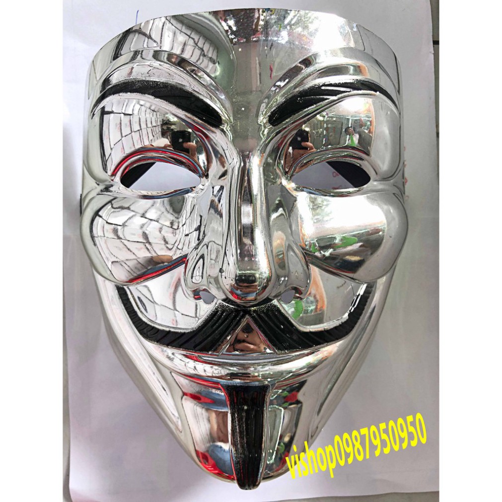 Mặt Nạ Hacker BẠC BÓNG SLIVER thiết kế đẹp ấn tượng độc đáo hóa trang halloween trung thu lễ hội sự kiện