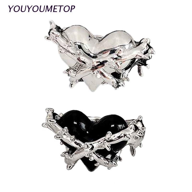 Nhẫn dạng mở hình dây gai thời trang punk cổ điển quyến rũ sáng tạo cho cặp đôi