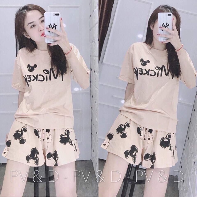 Bộ đùi mickkey quần ống rộng giả váy TrL siêu đẹp